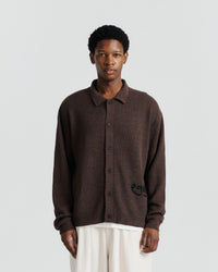 Knit Shirt Cardigan - Chocolate