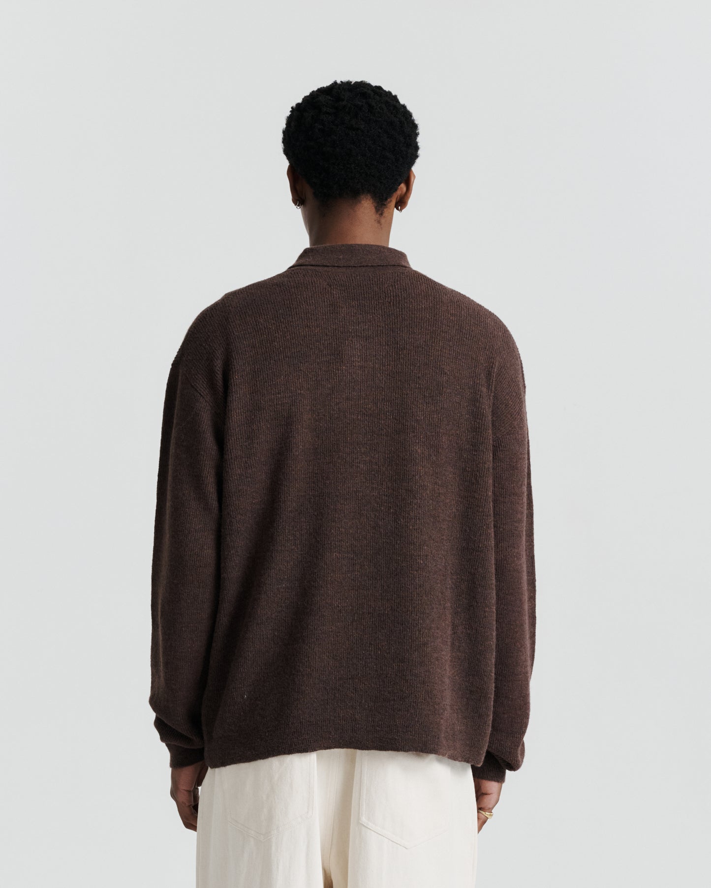 Knit Shirt Cardigan - Chocolate