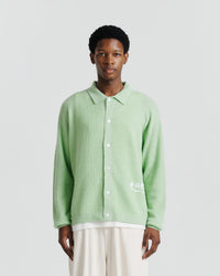 Knit Shirt Cardigan - Lime