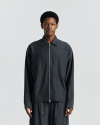 Zip Wool Shirt - Charcoal