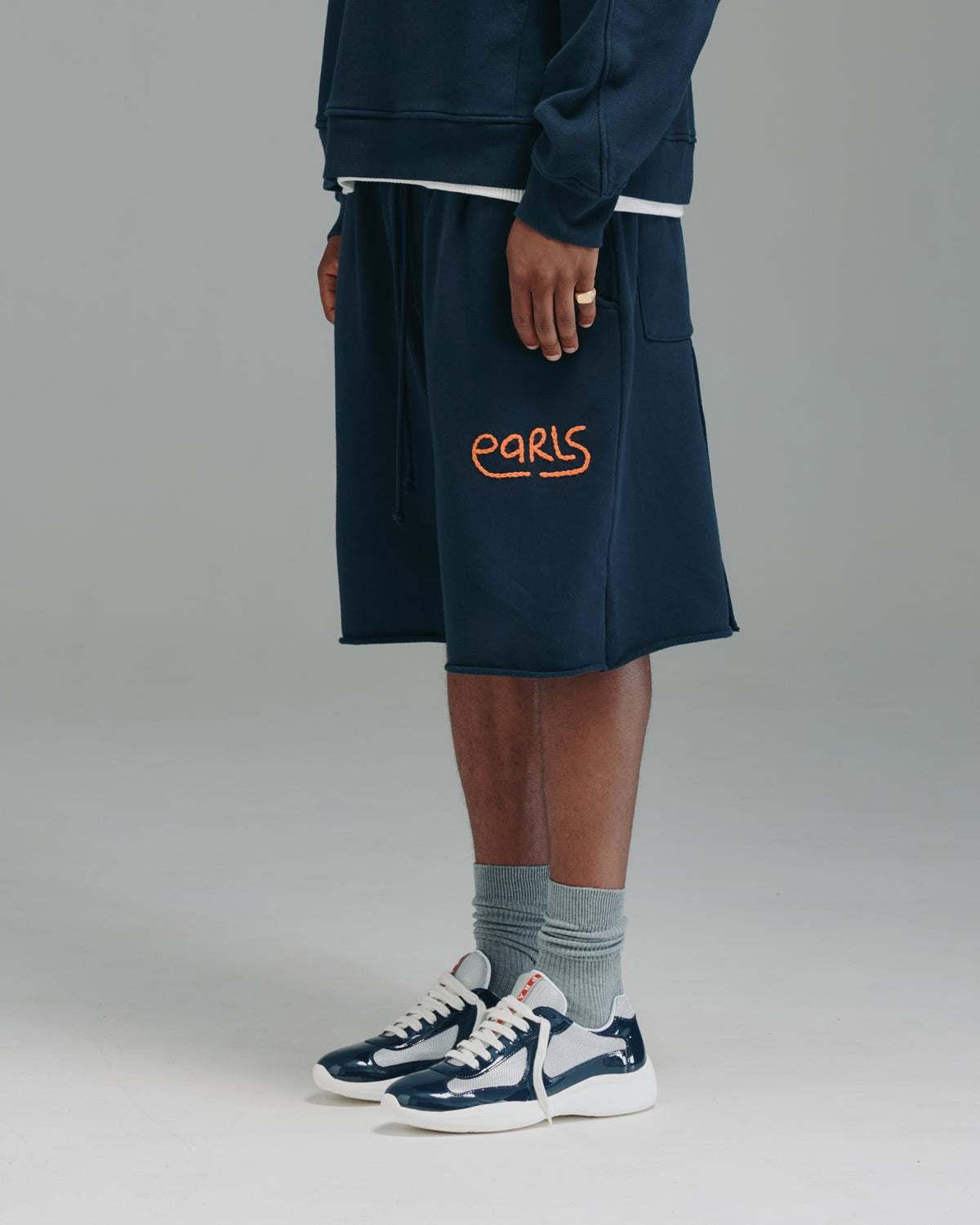 Thick Stitch Short - Navy/Orange