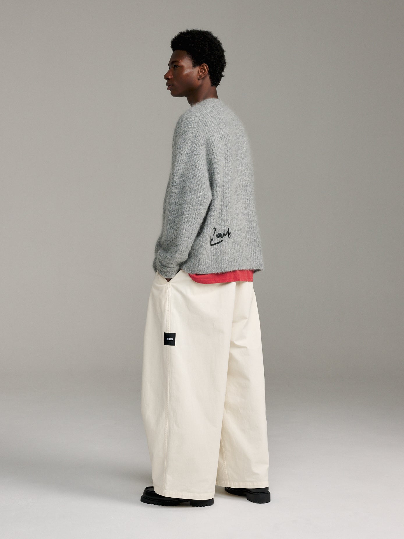 V-Neck Mohair Knit - Grey Marle