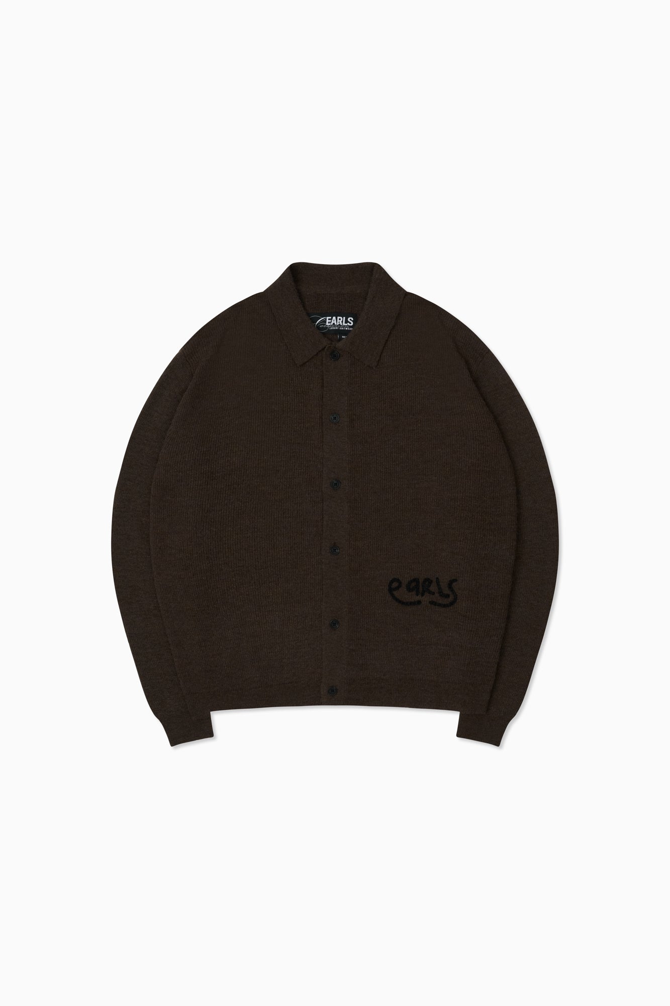Knit Shirt Cardigan - Chocolate