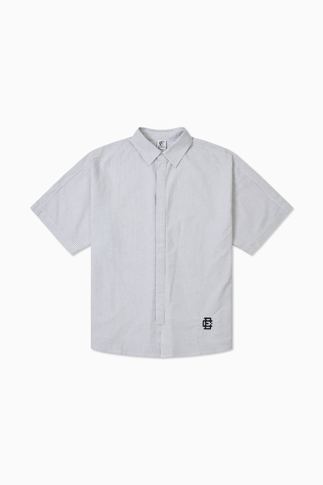 Hidden Placket Shirt - Grey Stripe
