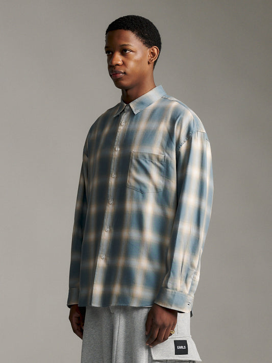 Ombre Check Shirt - Stone Blue