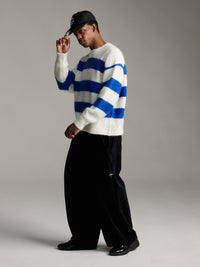 Stripe Mohair Knit - Off White/Blue