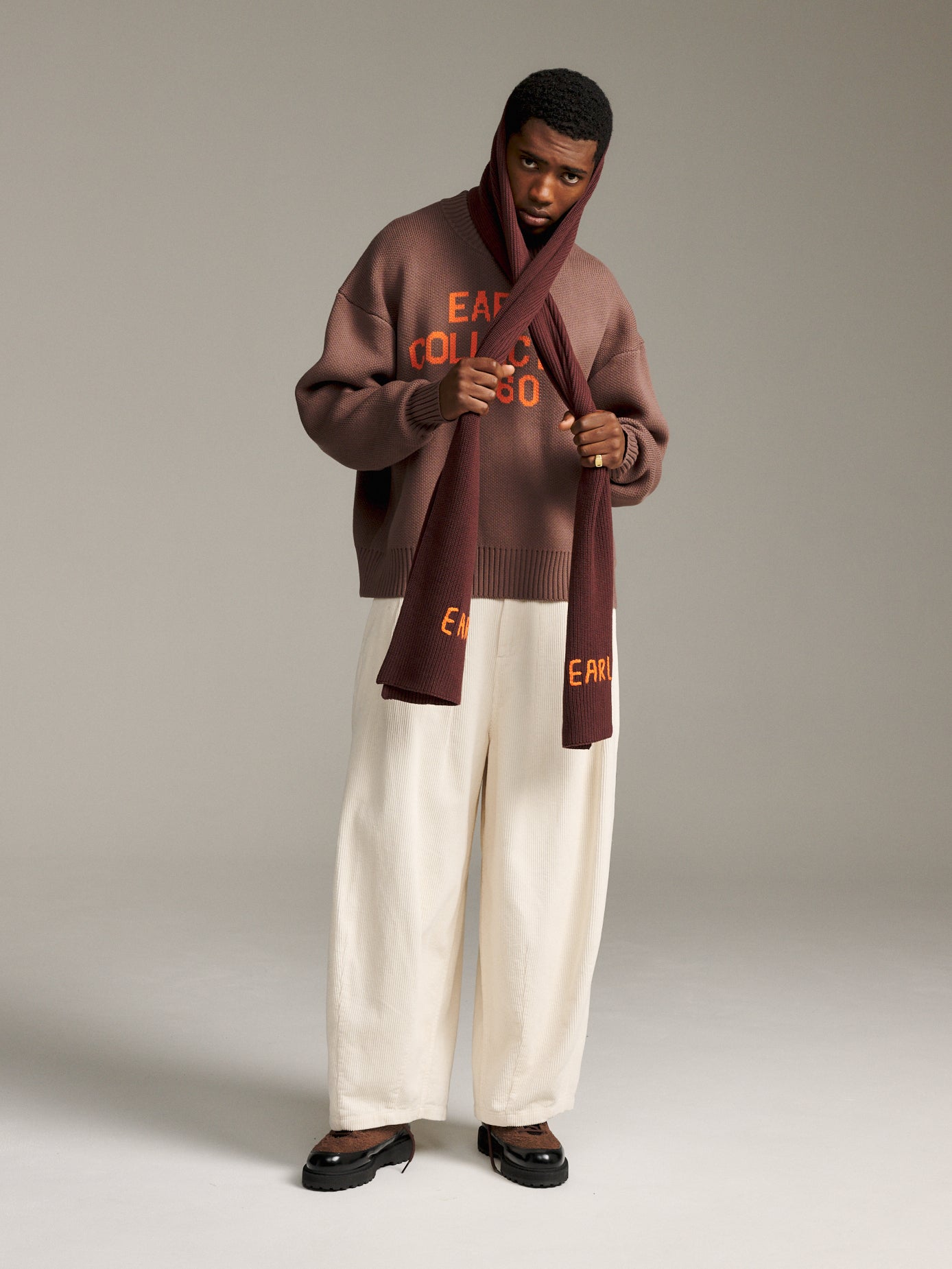 Sleek Knit Scarf - Brown/Orange
