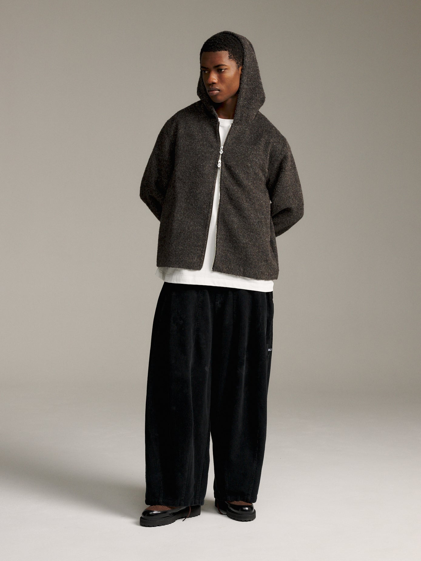 Furry Zip Hood - Brown