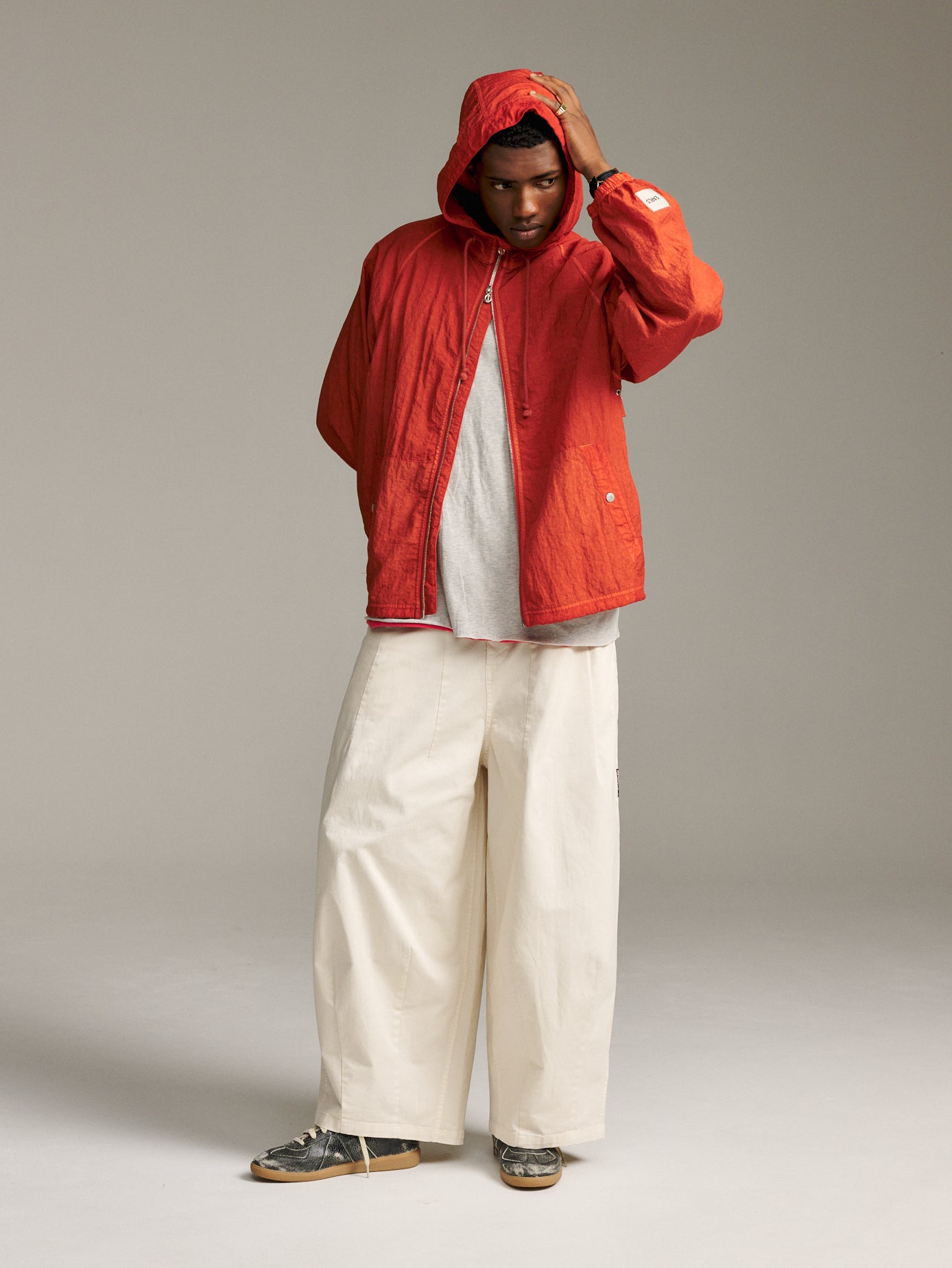Nylon Zip Hood - Brick