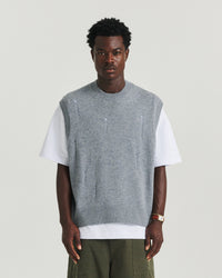 Distressed Knit Tank - Grey Marle