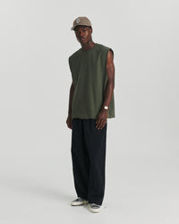 Distressed Rib Tank - Khaki