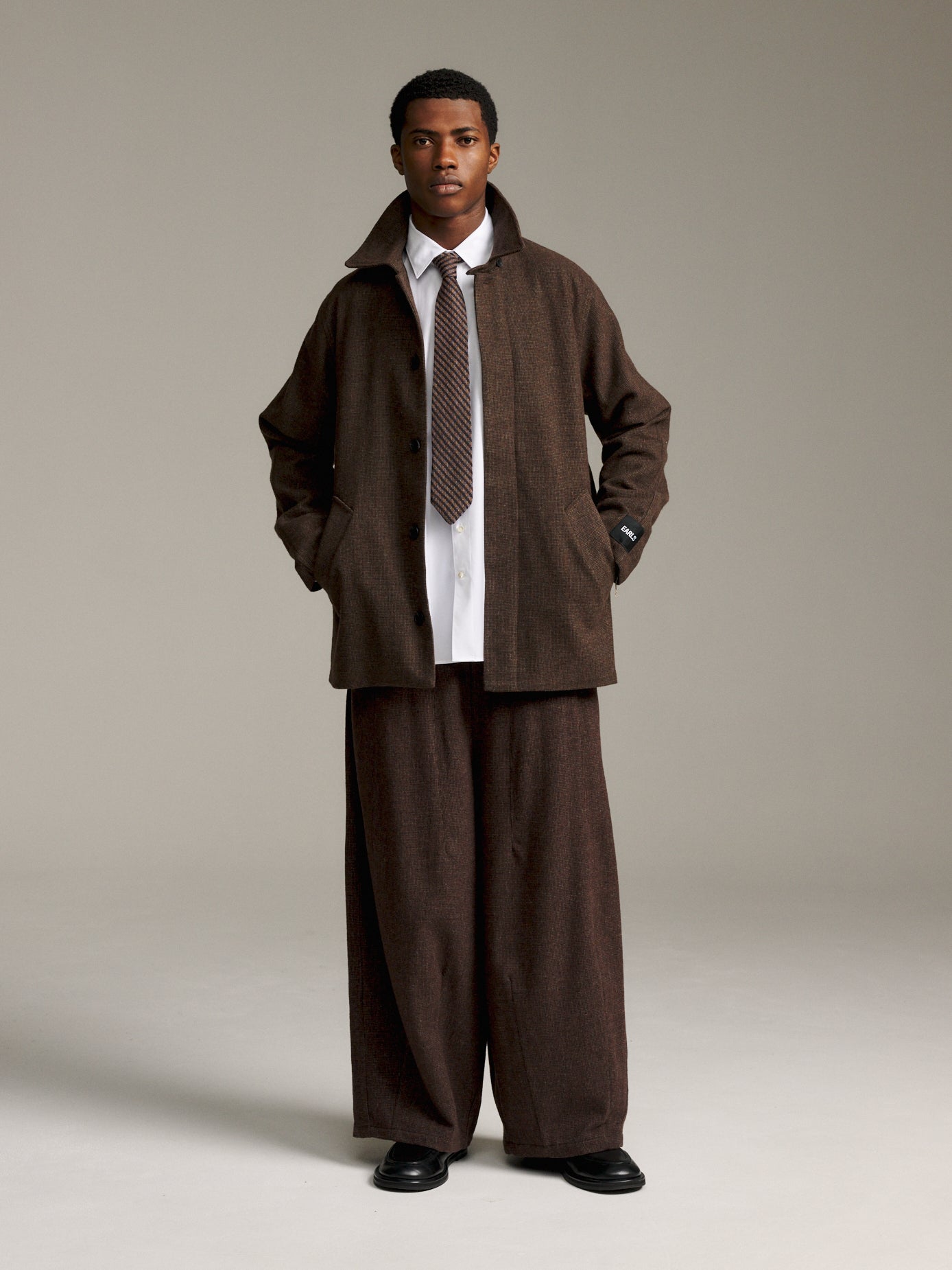 Tweed Overcoat - Deep Brown