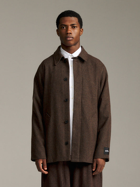 Tweed Overcoat - Deep Brown