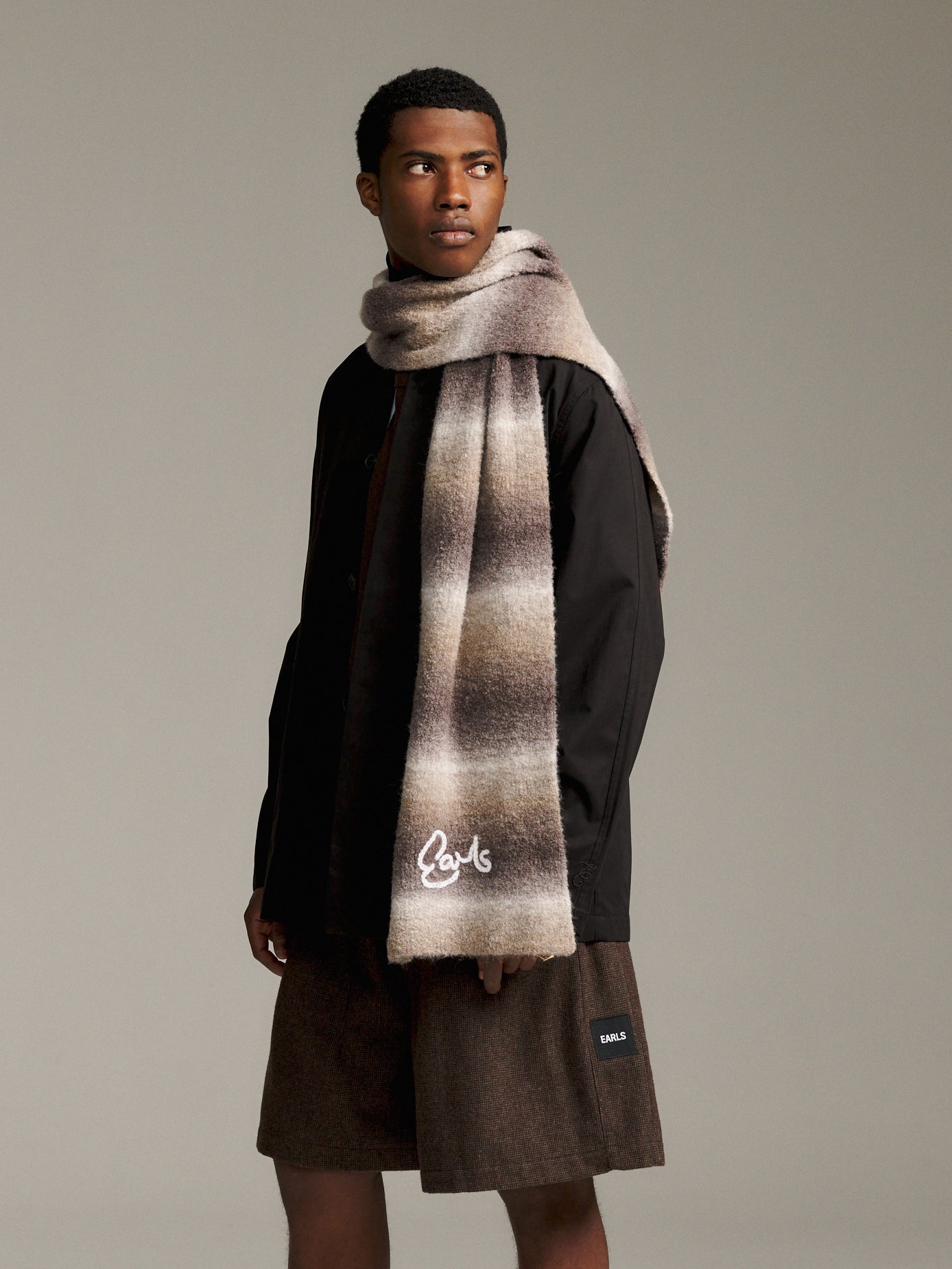 Ombre Knit Scarf - Brown