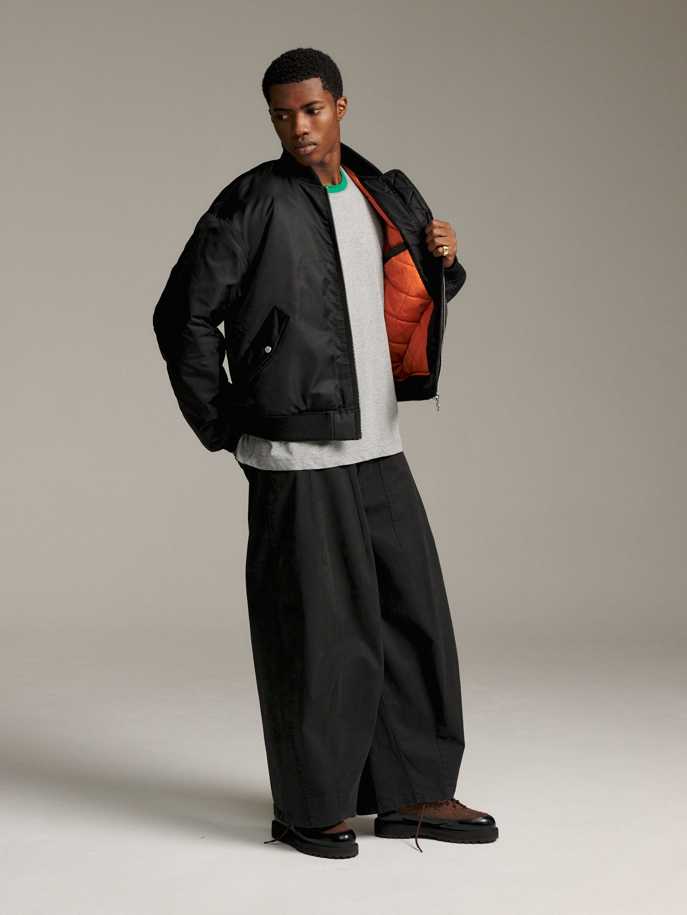 Gathered Bomber - Black/Burnt Orange