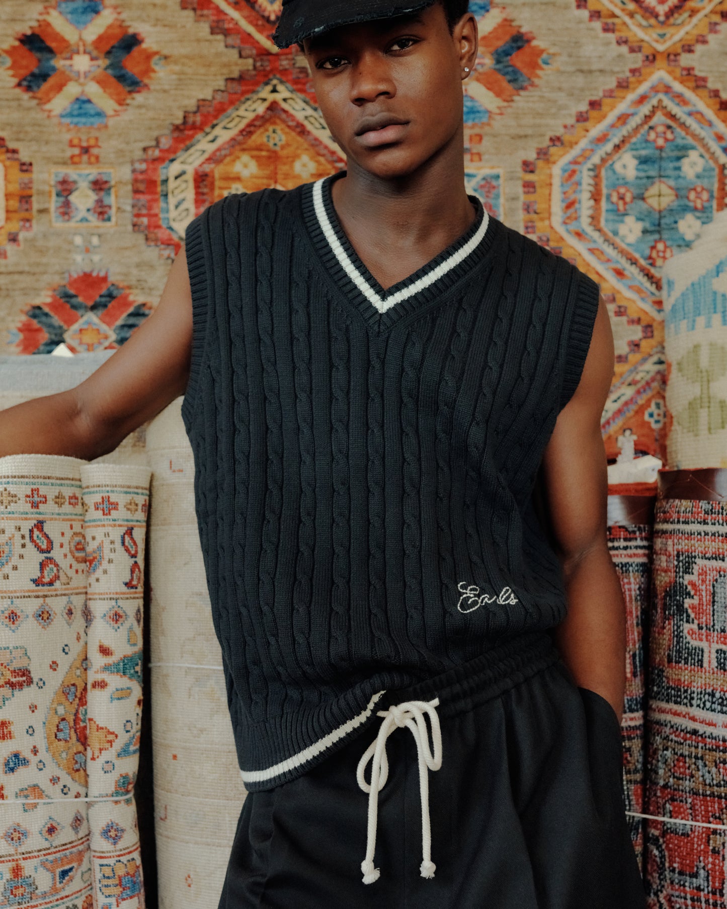 Cable Knit Vest - Heritage Black