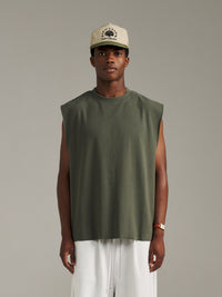 Boxy Rib Tank - Khaki