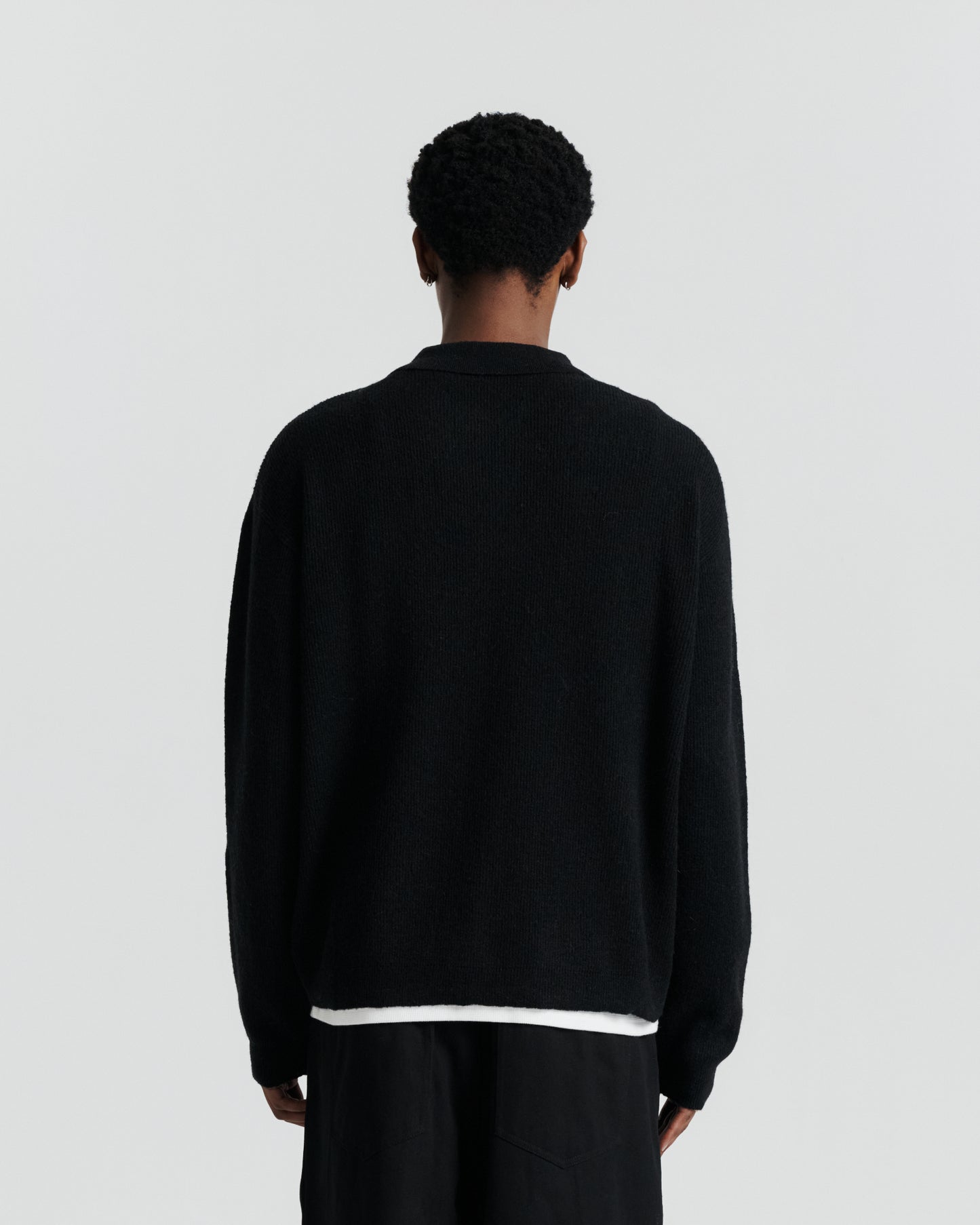 Knit Shirt Cardigan - Black