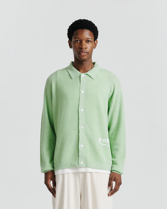 Knit Shirt Cardigan - Lime