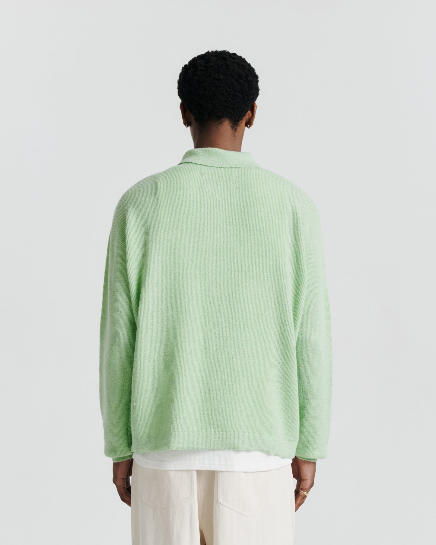 Knit Shirt Cardigan - Lime