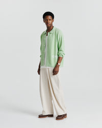 Knit Shirt Cardigan - Lime