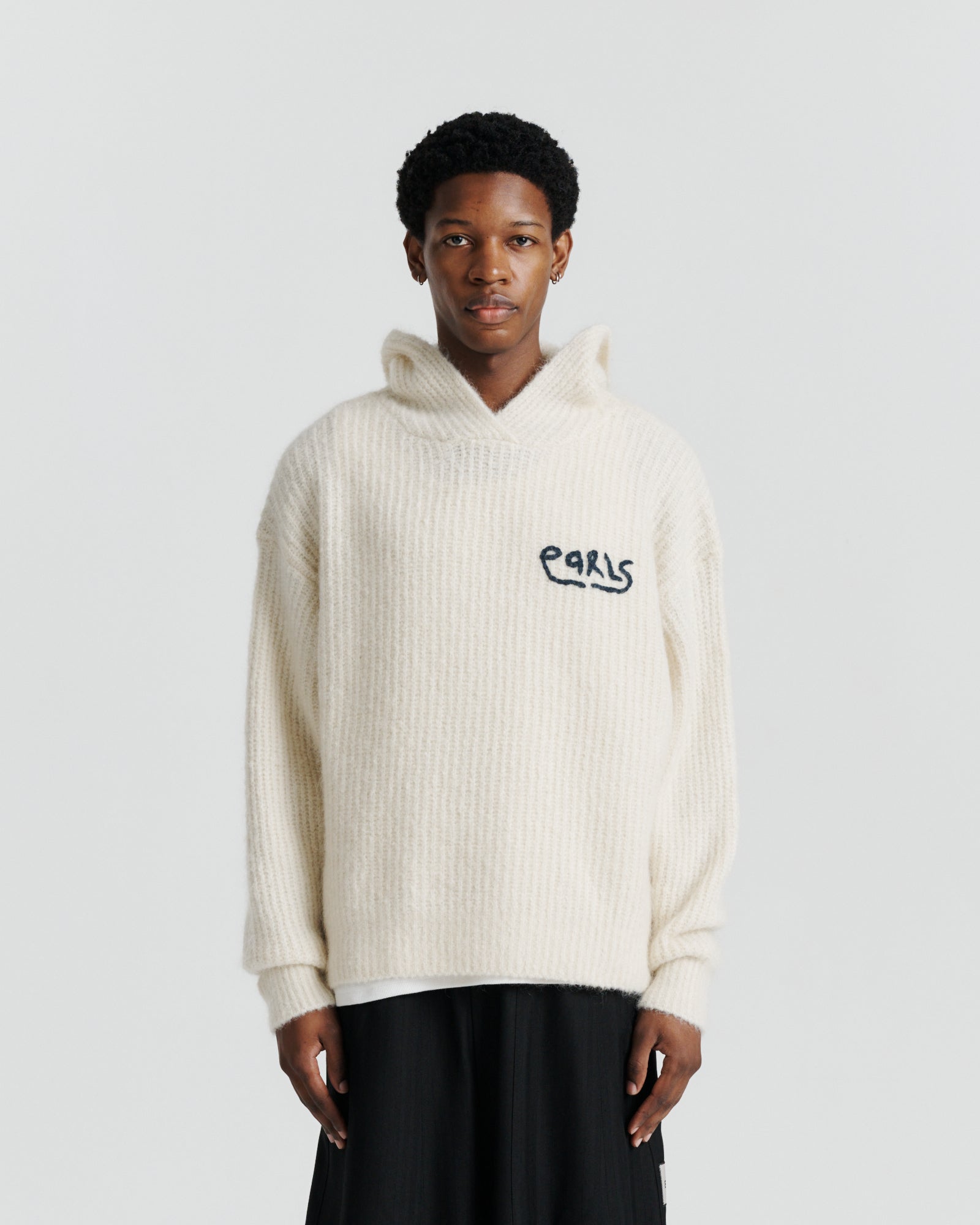 Mohair Knit Hood - Cream
