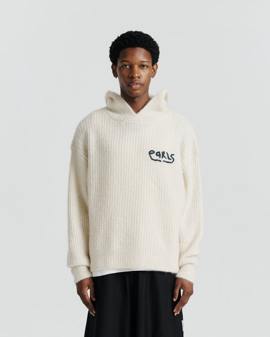 Mohair Knit Hood - Cream