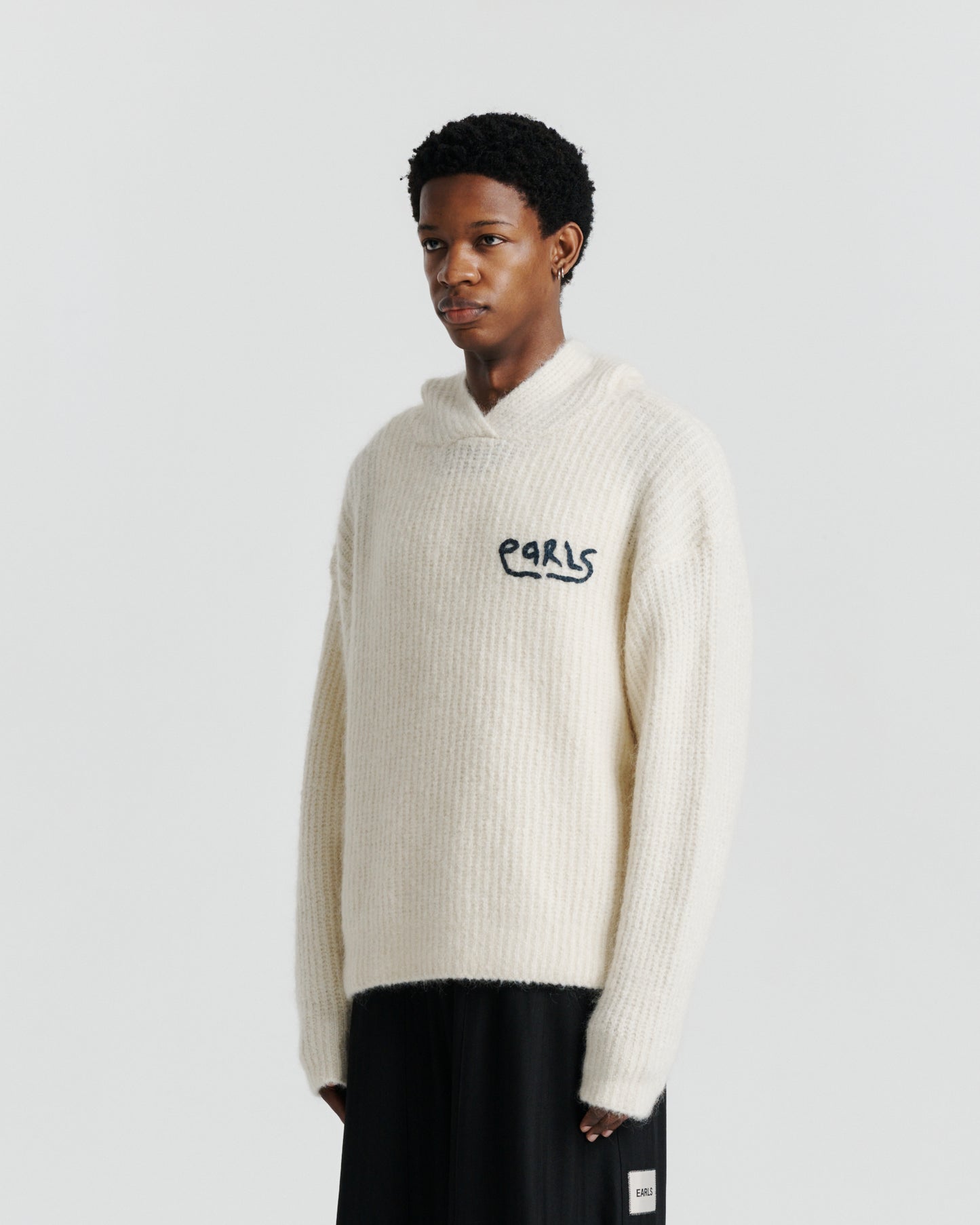 Mohair Knit Hood - Cream