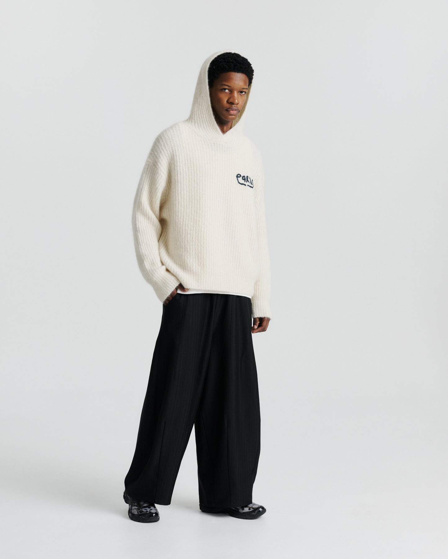Mohair Knit Hood - Cream