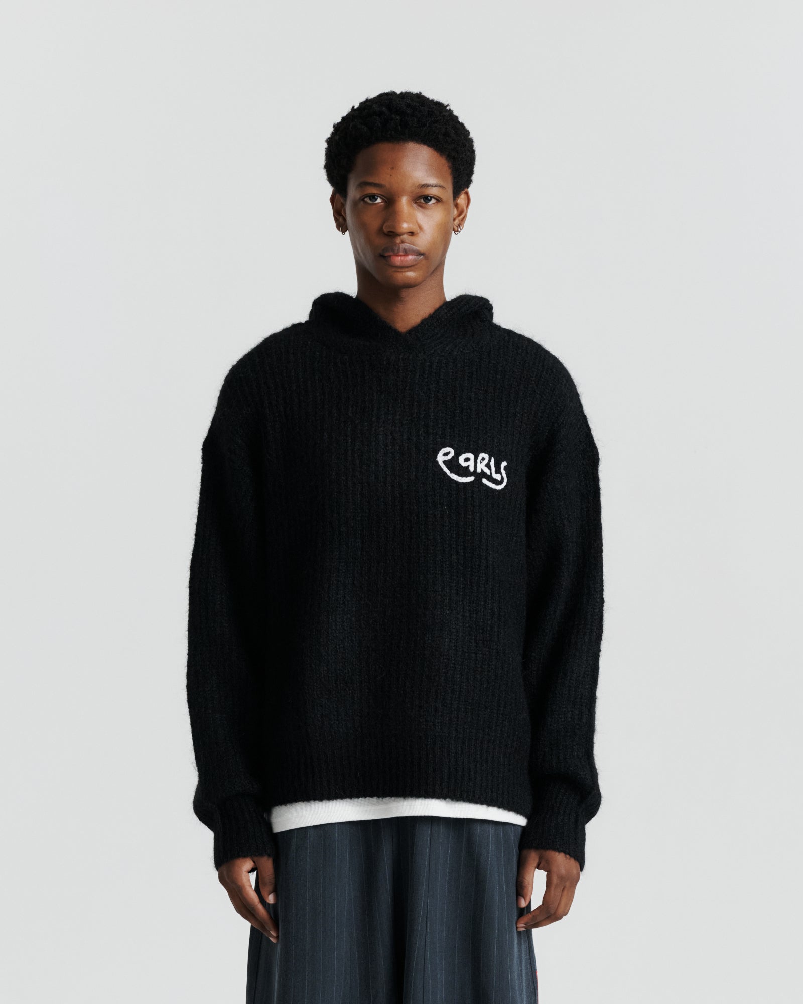 Mohair Knit Hood - Black