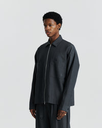 Zip Wool Shirt - Charcoal