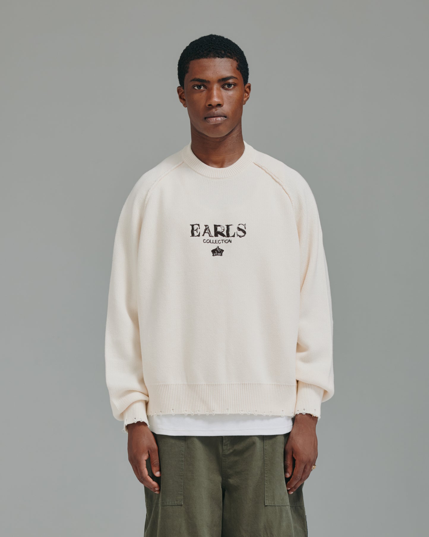 Distressed Crown Knit - Cream