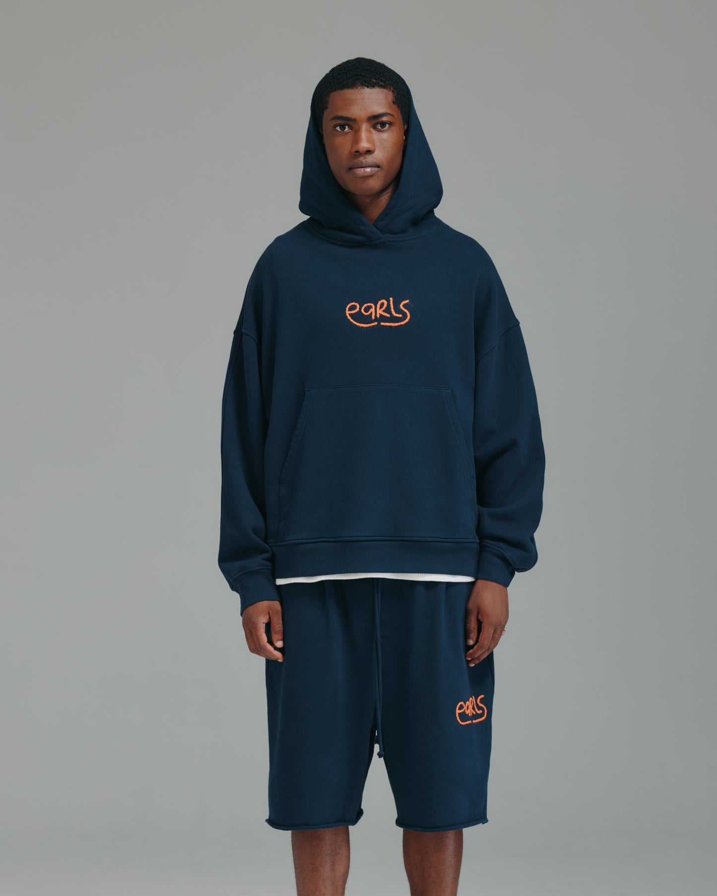 Thick Stitch Short - Navy/Orange