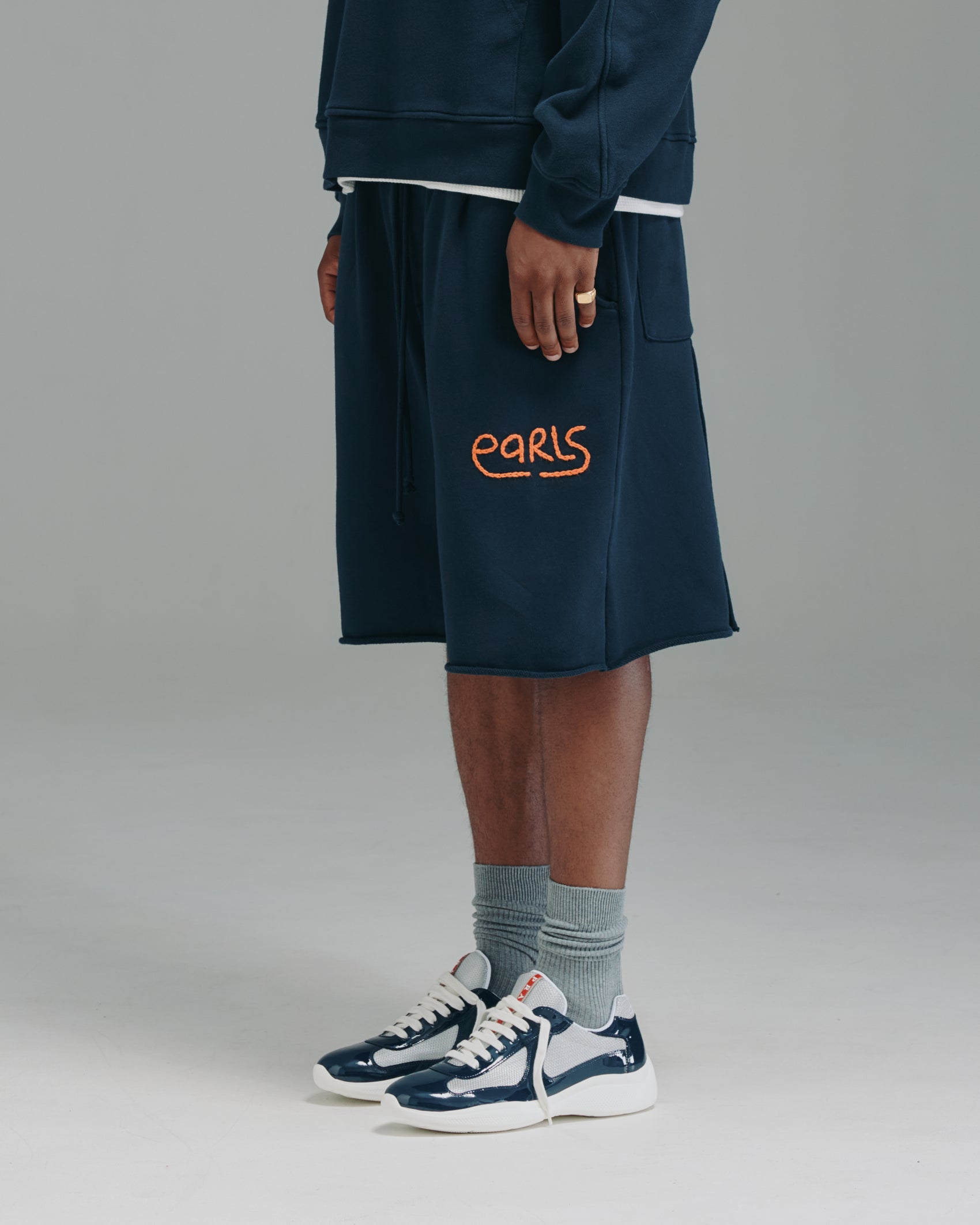 Thick Stitch Short - Navy/Orange