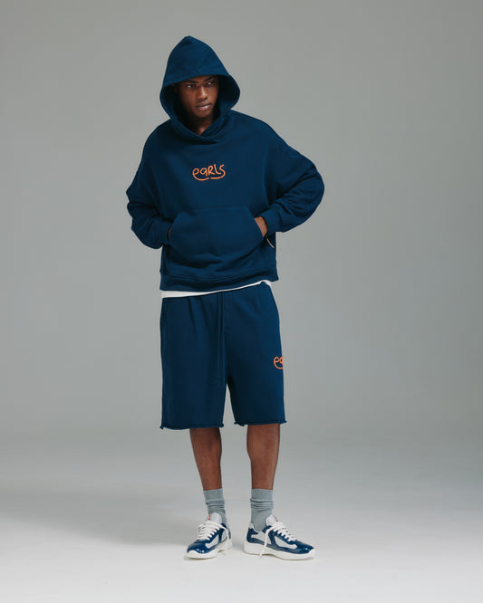 Thick Stitch Hood - Navy/Orange