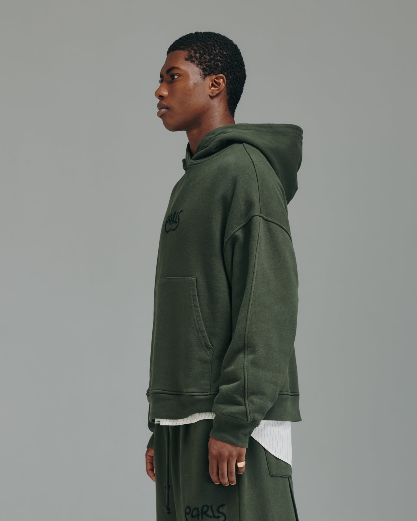 Thick Stitch Hood - Khaki/Black