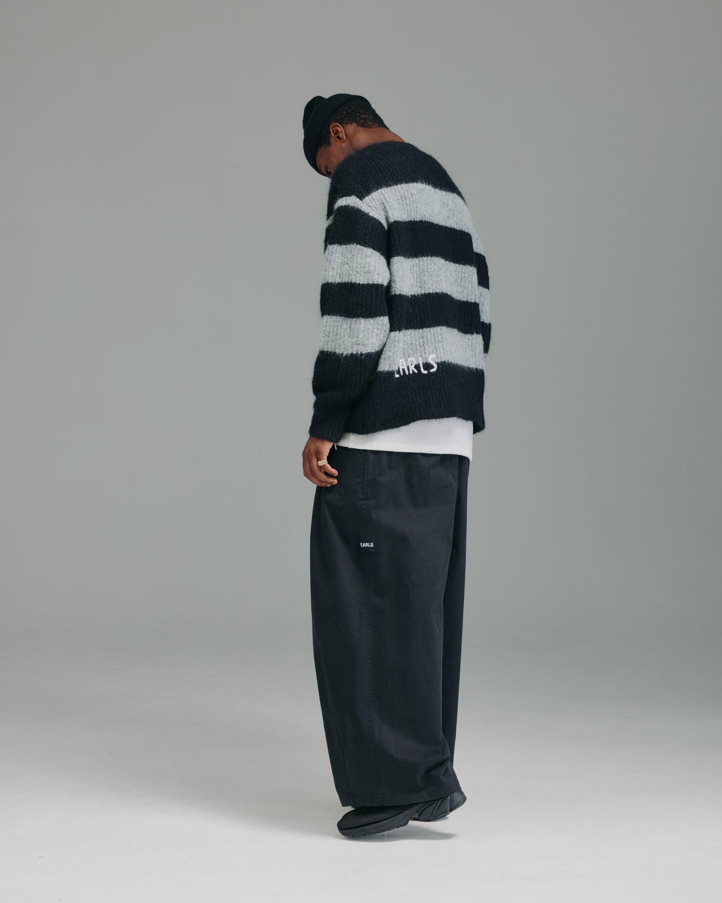 Stripe Mohair Knit - Black/Grey Marle