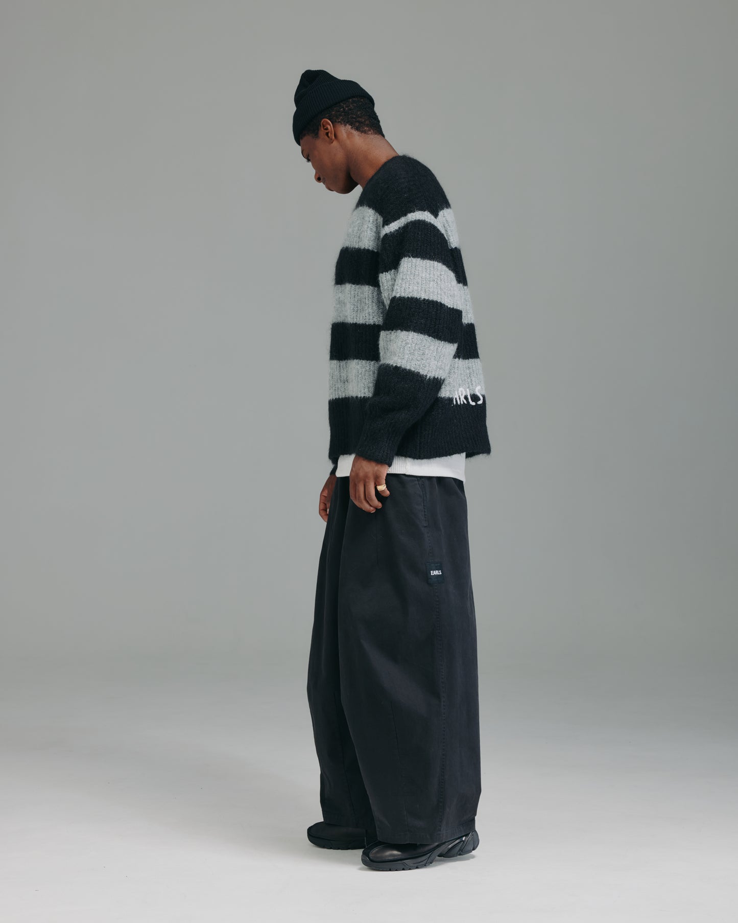Stripe Mohair Knit - Black/Grey Marle
