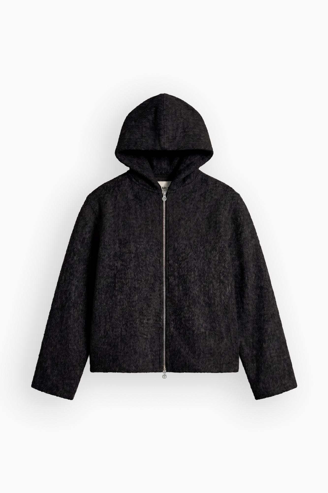 Furry Zip Hood - Black