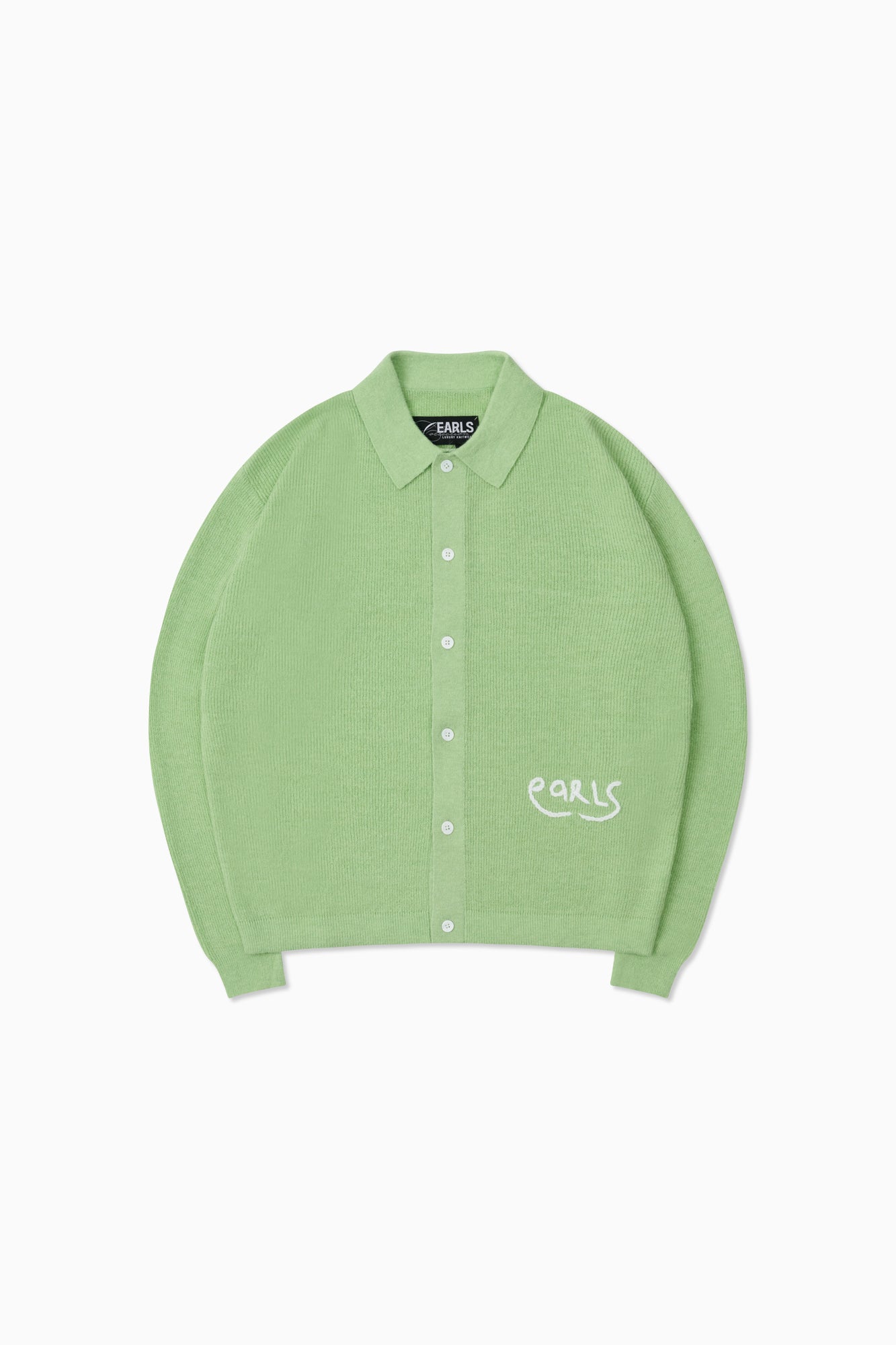 Knit Shirt Cardigan - Lime