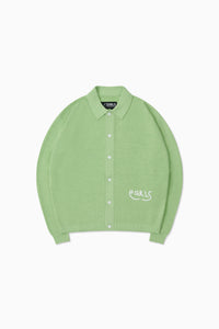 Knit Shirt Cardigan - Lime