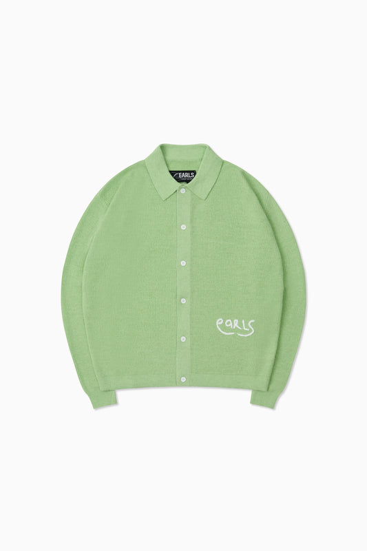 Knit Shirt Cardigan - Lime