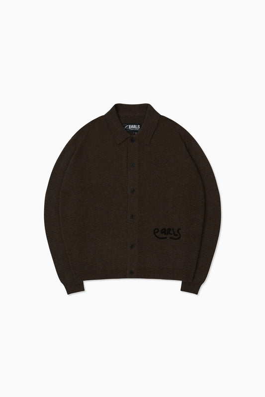 Knit Shirt Cardigan - Chocolate