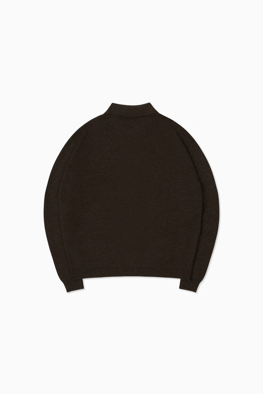 Knit Shirt Cardigan - Chocolate