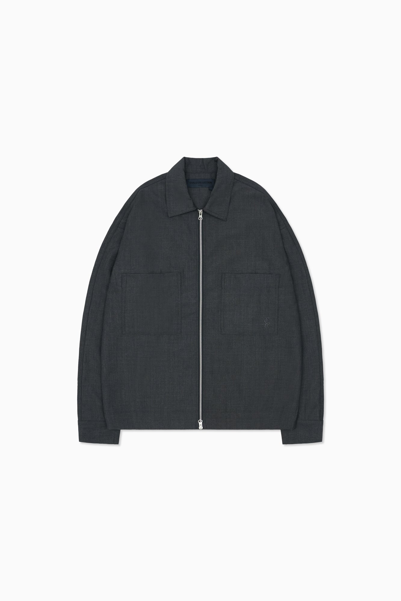 Zip Wool Shirt - Charcoal