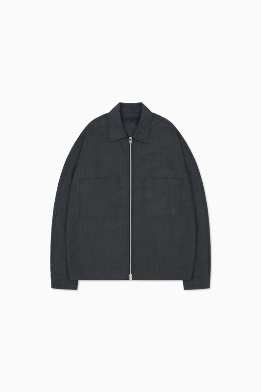 Zip Wool Shirt - Charcoal