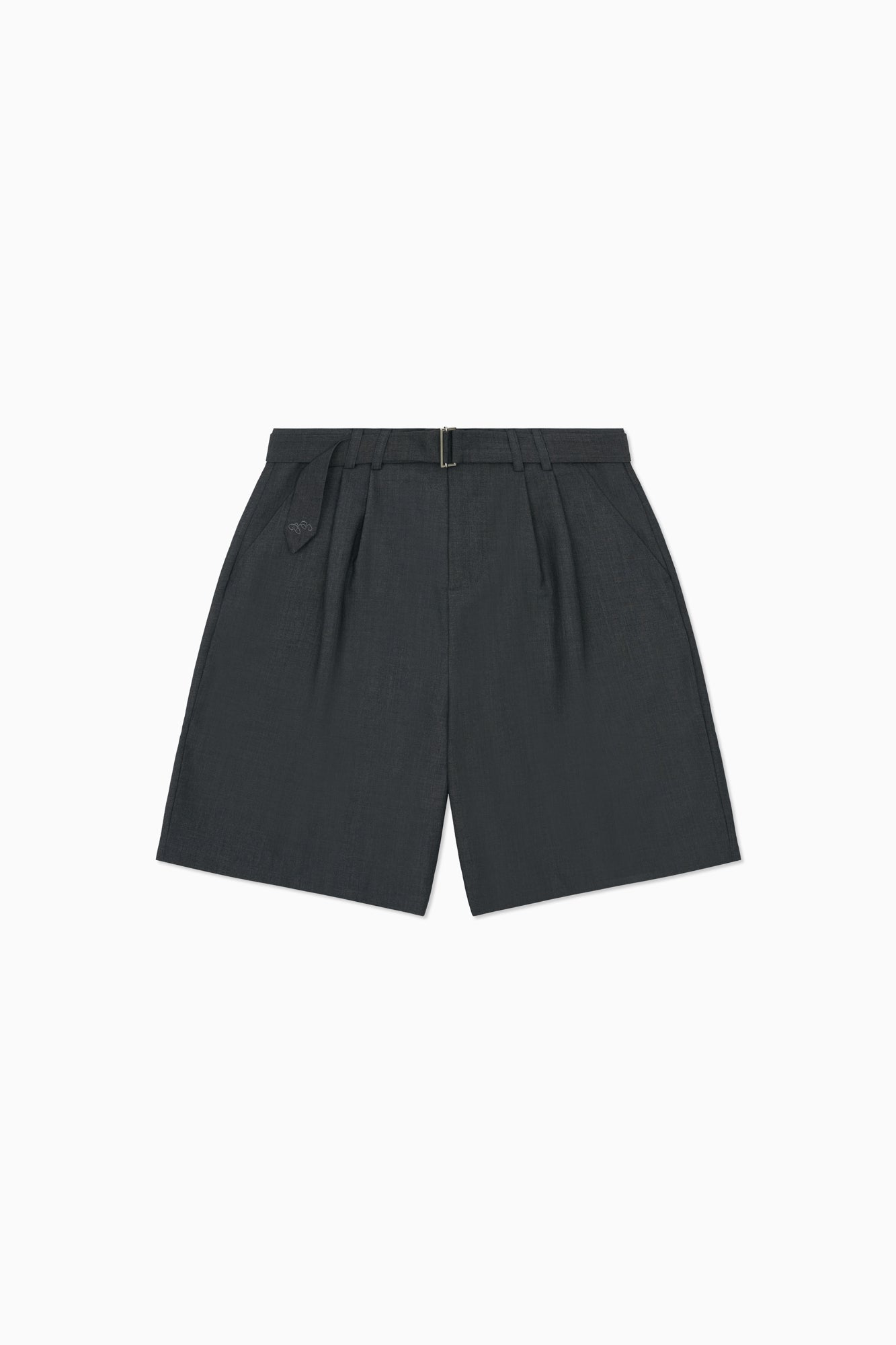Twin Pleat Wool Short - Charcoal