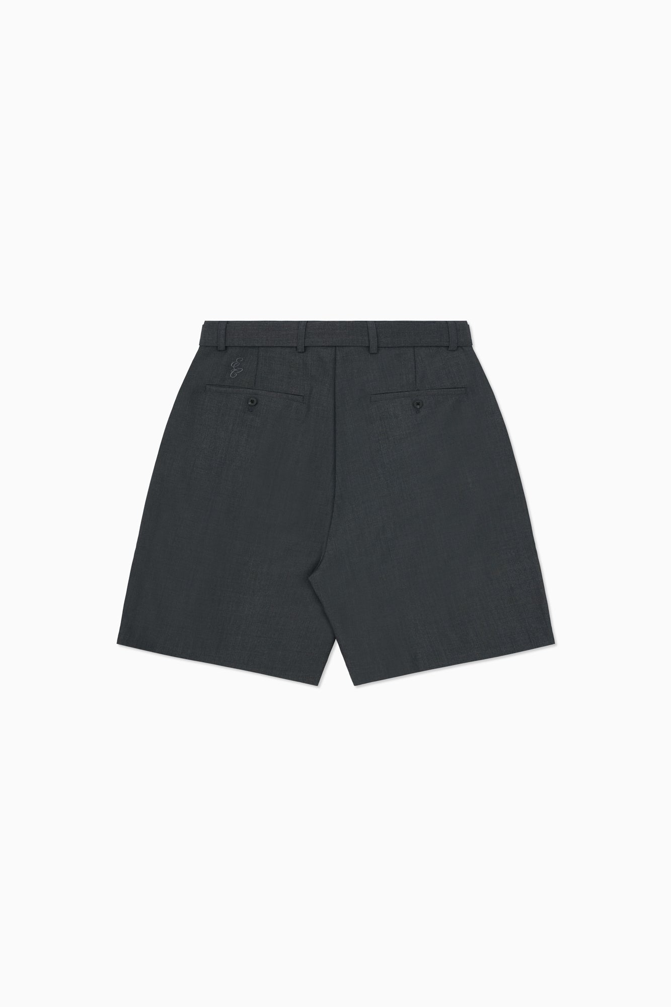 Twin Pleat Wool Short - Charcoal