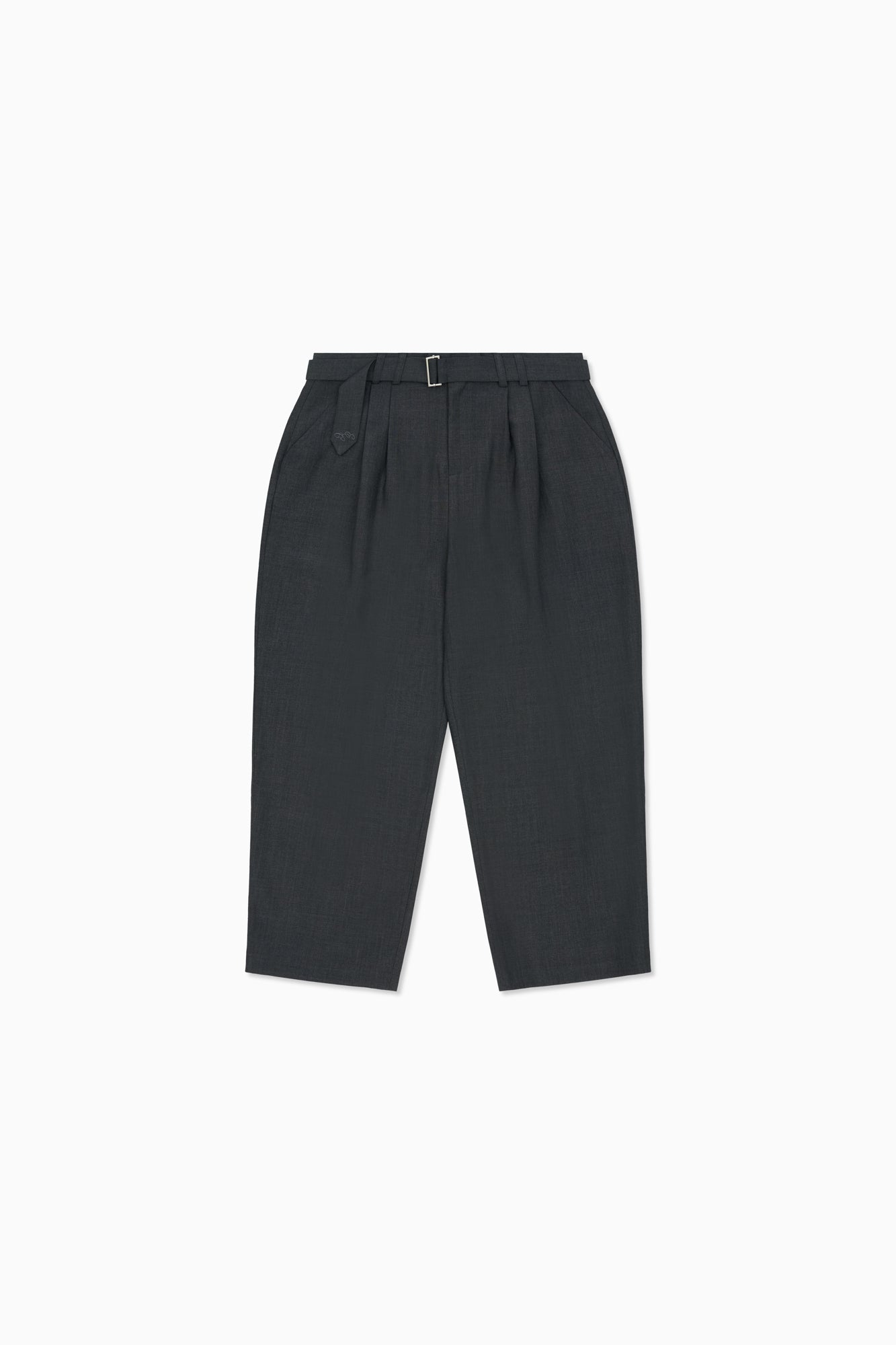 Twin Pleat Wool Trouser - Charcoal
