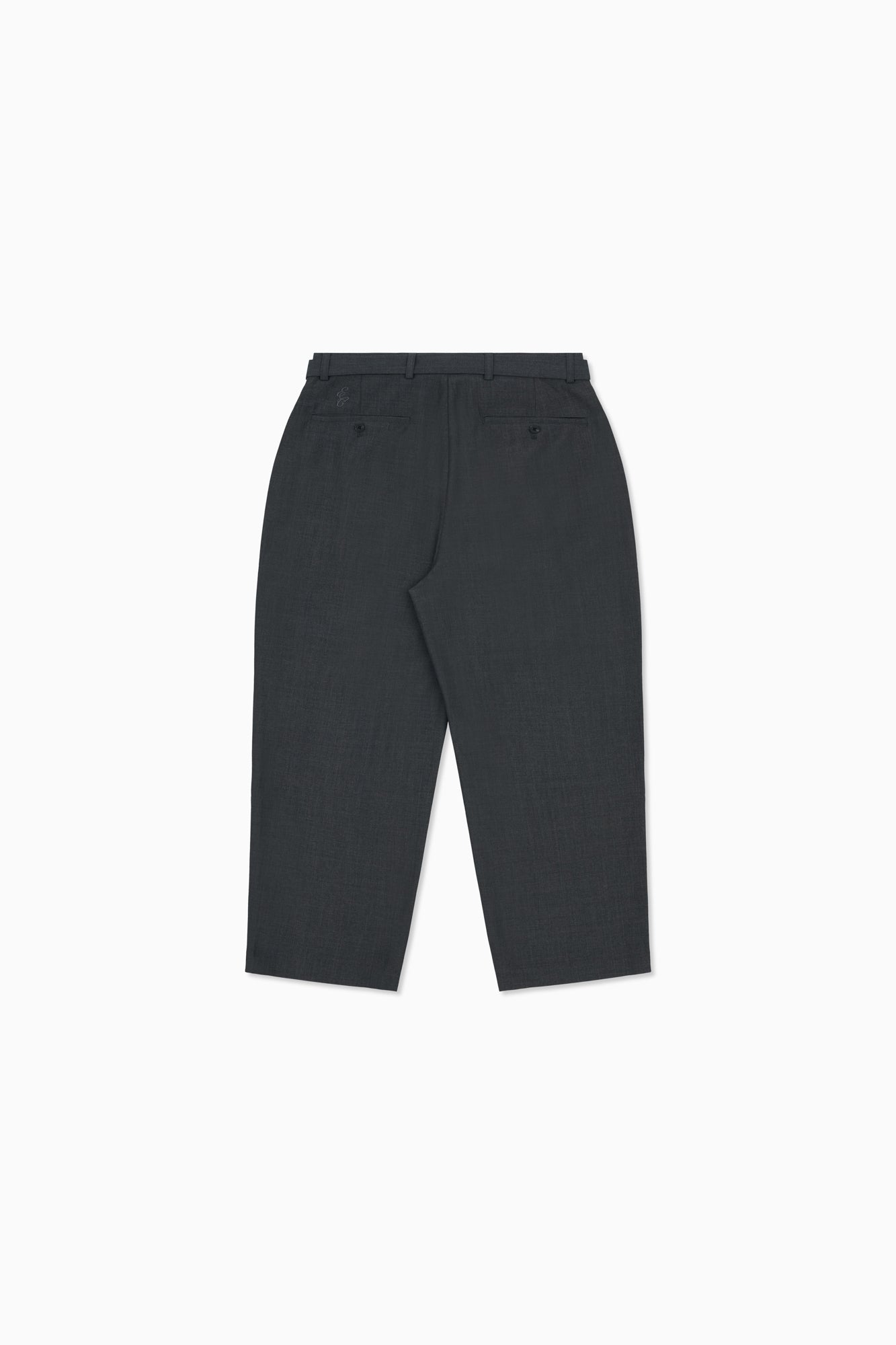 Twin Pleat Wool Trouser - Charcoal